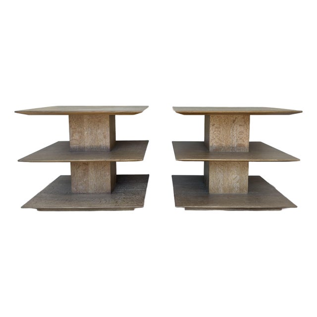 Revelation Modern Cersued Oak Stash It Side Table Pair For Sale