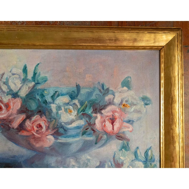 1930's American Impressionist Still Life Painting of Flowers in a Bowl, Signed For Sale - Image 4 of 16
