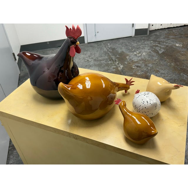 Traditional Catherine Hunter French "Les Poules" Ceramic Chickens, Set of Five For Sale - Image 3 of 12