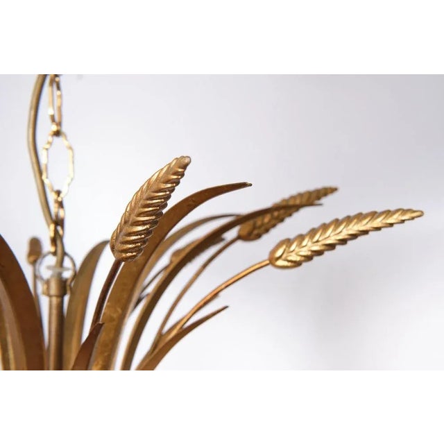 Gilded Brass Wheat Sheaf Chandeliers, Italy, 1970s, Set of 2 For Sale - Image 5 of 11