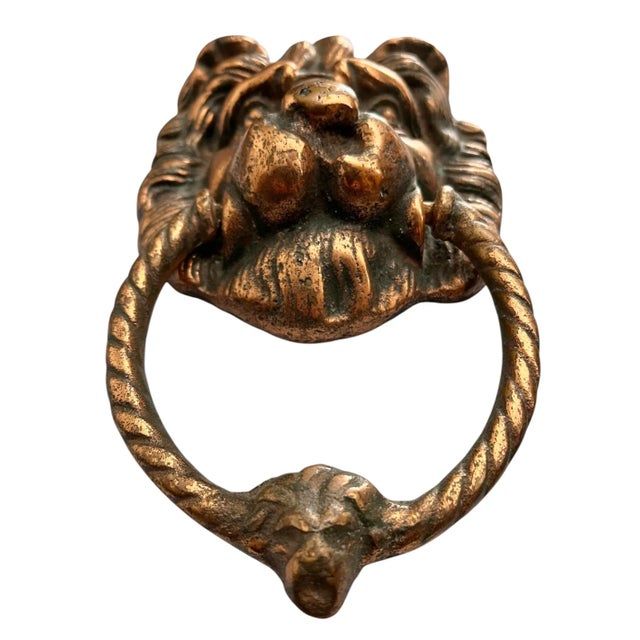 Antique English Bronze Lion Door Knocker For Sale - Image 6 of 10