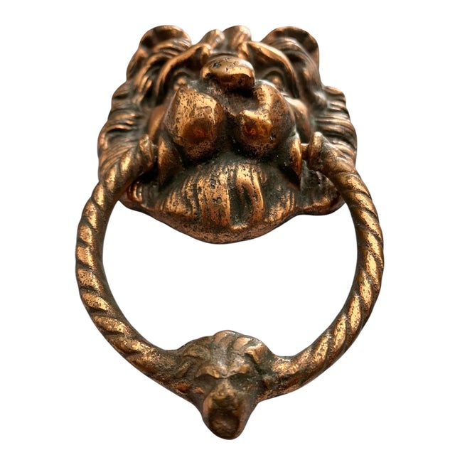 Vintage English Bronze Lion Door Knocker For Sale - Image 6 of 10