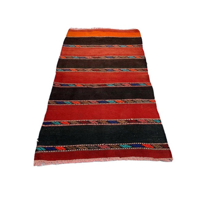 Old Turkish Kilim Rug, 130 x 74 cm. Pretty, little Turkish Kilim, made in the 1970s, this is a lovely central Turkish rug...
