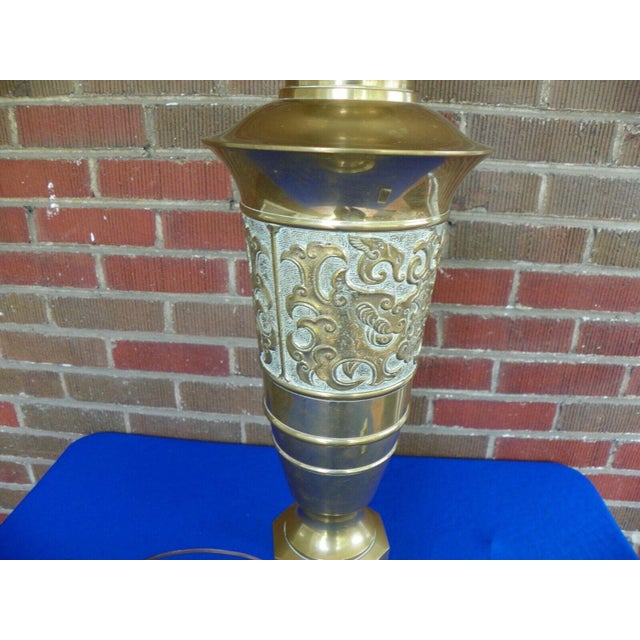 1960s Mid Century Hollywood Regency Asian James Mont Style Brass Lamp For Sale - Image 6 of 9