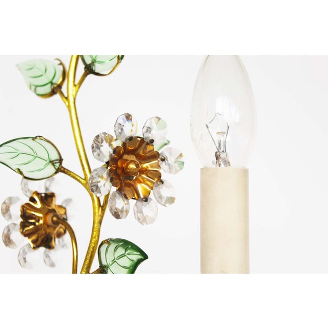 Gilt and Crystal Floral Table Lamp attributed to Palwa, 1960s For Sale - Image 6 of 11