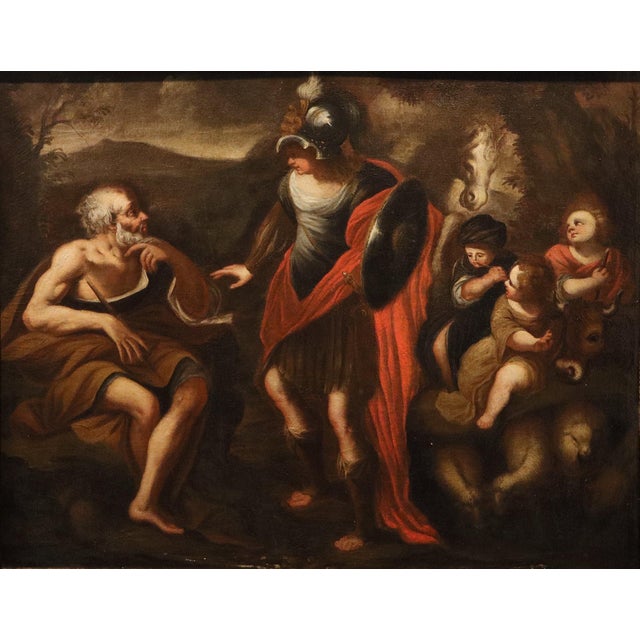 Stefano magnasco (genoa, 1635 – 1673) workshop erminia among the shepherds oil on canvas 97 x 122 cm. - framed 113 x 137...