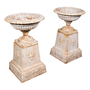 Pair of Large Antique Garden Planters, English Cast Iron, Jardiniere, Victorian