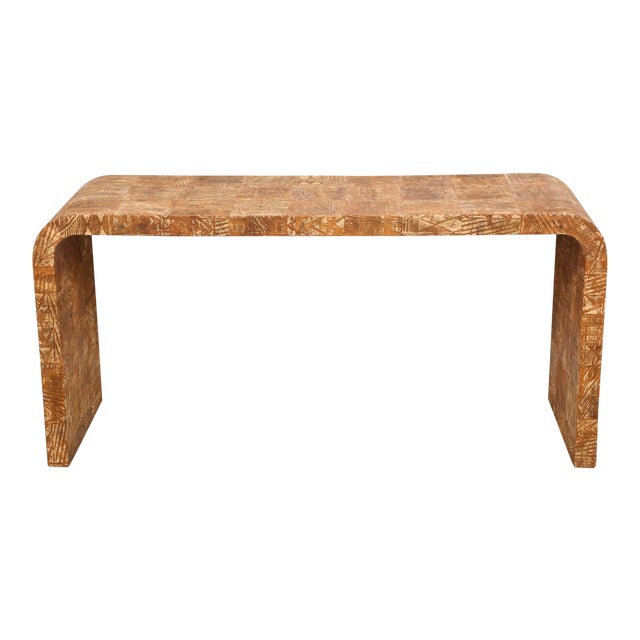 Contemporary Hand-Stenciled Bark Console Table For Sale