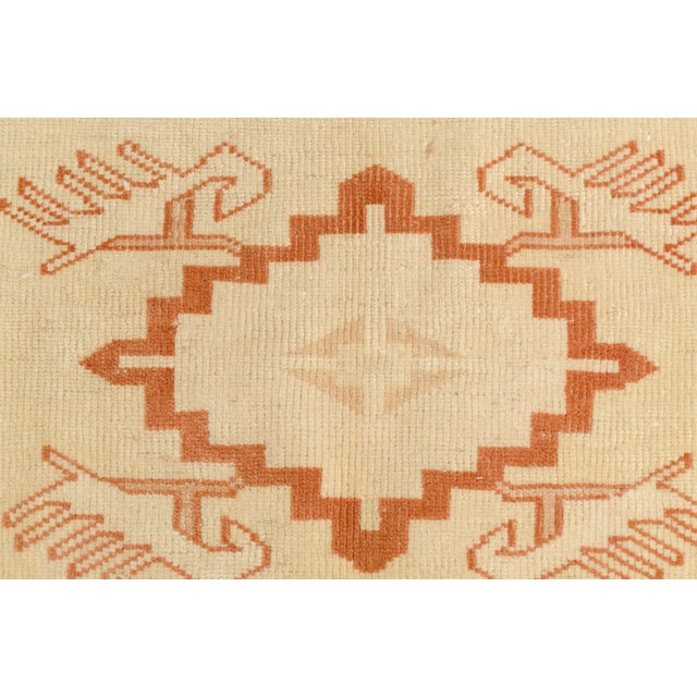 Cream Vintage Hand-Knotted Turkish Oushak Rug in Terracotta, Peach, and Cream For Sale - Image 8 of 10