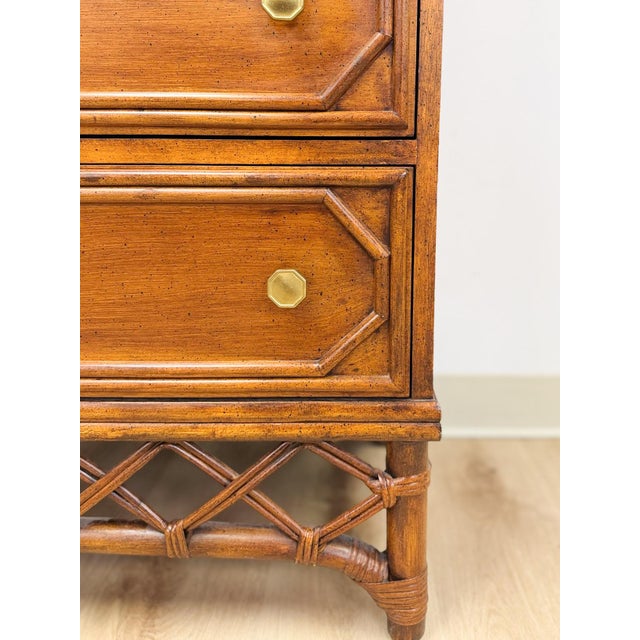 Mid 20th Century Ficks Reed Faux Bamboo Lingerie Chest Eight Drawers Brass Hollywood Regency For Sale In Tampa - Image 6 of 11