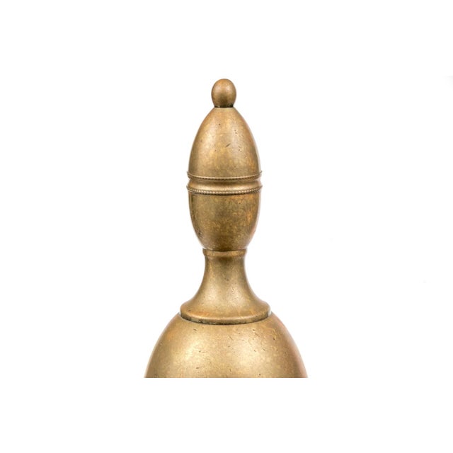 Antique Neoclassical Style Brass and Iron Double Lemon Andirons—A Pair For Sale - Image 10 of 10