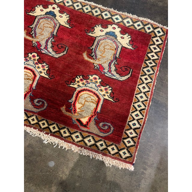 Traditional 1990s Handwoven Persian Hamedan Area Rug 1'8" X 2'0" For Sale - Image 3 of 4