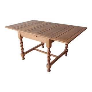 Antique Oak Draw Leaf Dining Table For Sale