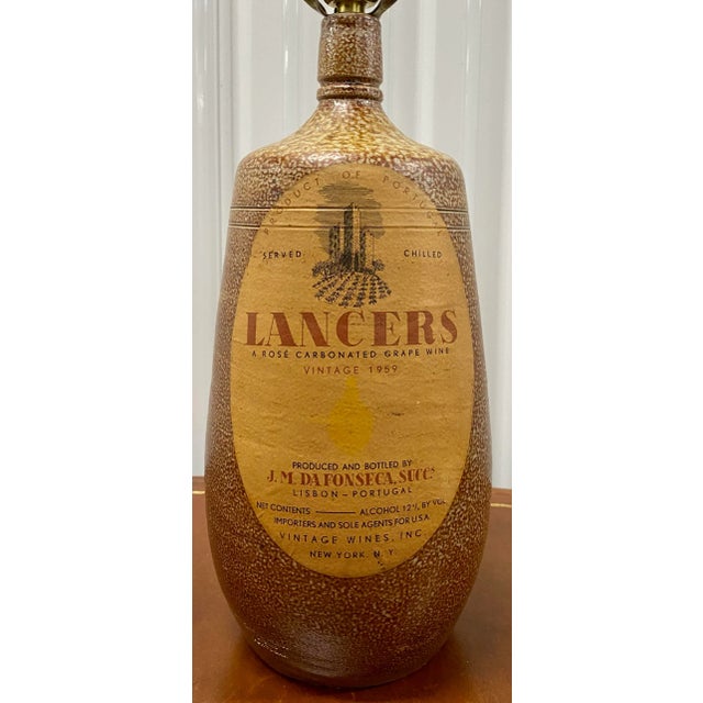 Mid-Century Modern Comparable "Lancers" Stoneware Wine Bottle Table Lamps C.1950 - a Pair For Sale - Image 3 of 10