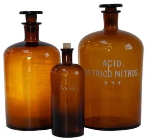 Large Danish Pharmacy Glass Bottles, 1900s, Set of 3