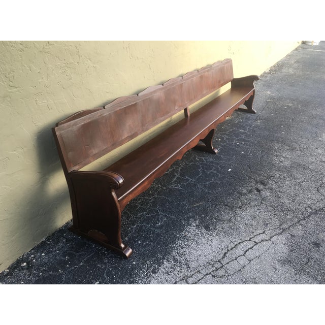 Baroque 20th Century Monumental Church Walnut Bench Settee, Restored For Sale - Image 3 of 8