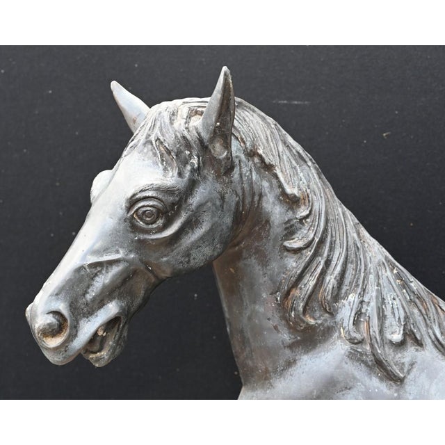 Italian Outdoor Horse Statue in Bronze For Sale - Image 3 of 10