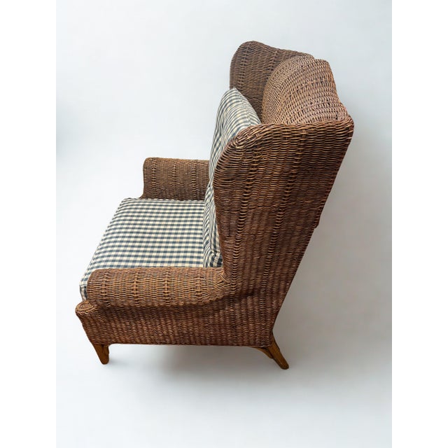 Coastal Late 20th Century Henry Link Rattan Wingback Chair For Sale - Image 3 of 6