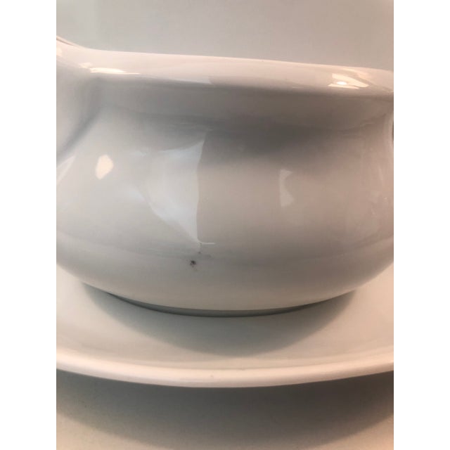 White Cordon Bleu Sauce Boat and Saucer From Hungary For Sale - Image 6 of 9