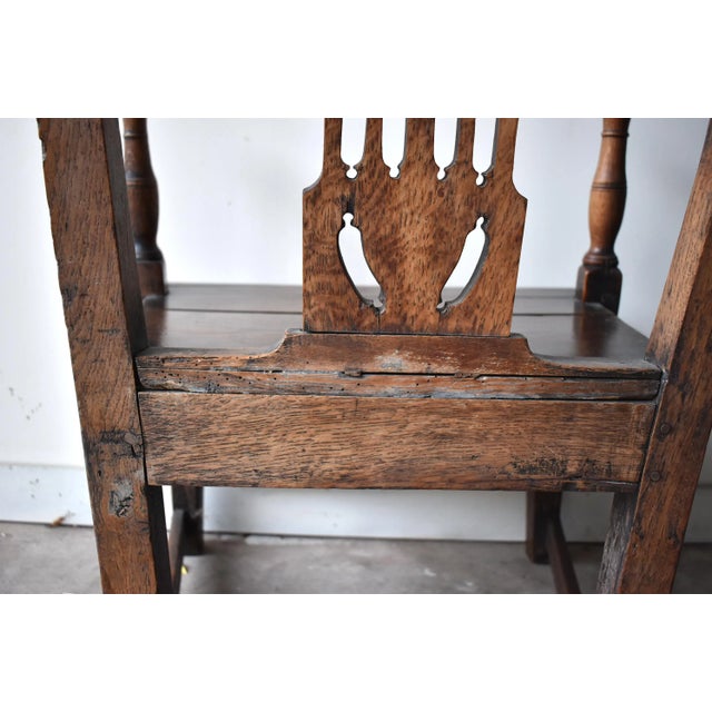 18th-Century Georgian Chippendale Oak Armchair For Sale - Image 9 of 13
