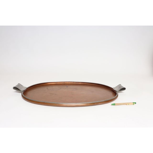 Copper Large Mexican Arts and Crafts Copper and Silver-Plate Serving Tray by Tane For Sale - Image 8 of 18