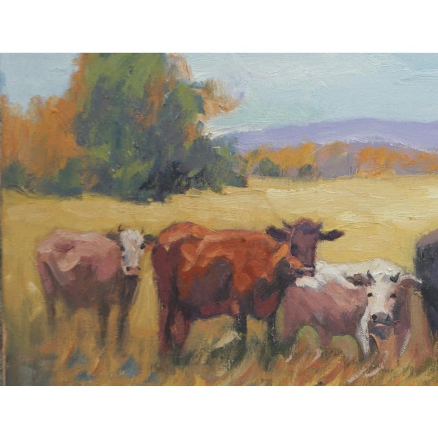Impressionist Original Oil Painting of Cows For Sale - Image 3 of 5