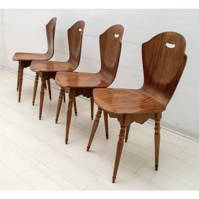 1950s Curved Wood Dining Chairs by Carlo Ratti, 1950s, Set of 4 For Sale - Image 5 of 17