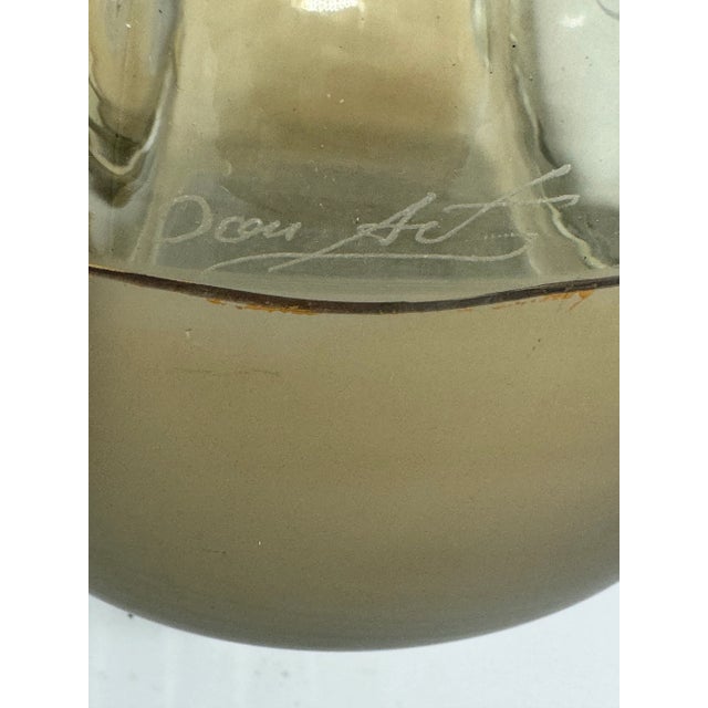 Mid Century Mordern Jon Studio Art Hand Blown Glass Vase - Etch Signed by Artist "Jon Art" For Sale - Image 12 of 12