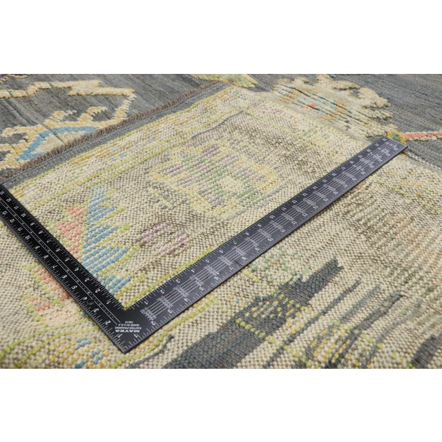 2000 - 2009 Vintage Pastel Turkish Oushak High-Low Rug - 09'01 X 11'09 For Sale - Image 5 of 8