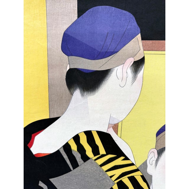 Modern Japanese Large Woodblock Print Backstage by Ito Shinsui For Sale - Image 3 of 11