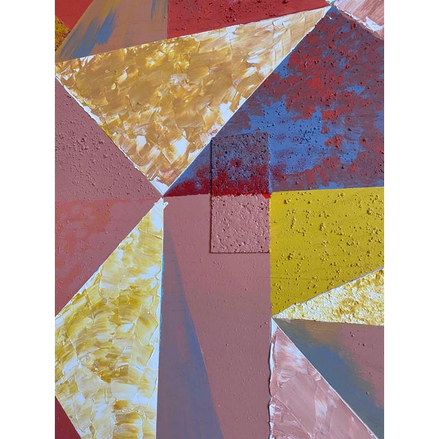 "Triangolazioni Quattro" Panel decorated and painted with mixed media by Mascia Meccani in 2020. One-of-a-kind piece,...