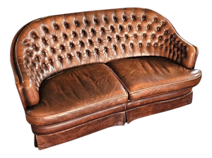 Small Chesterfield 2-Seater Sofa in Brown Leather
