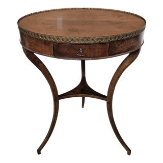 Vintage Italian Round Walnut Side Table, 1930s For Sale