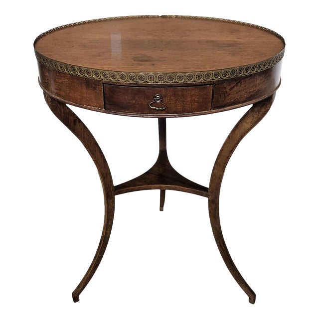 Vintage Italian Round Walnut Side Table, 1930s For Sale
