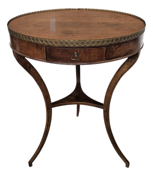 Vintage Italian Round Walnut Side Table, 1930s