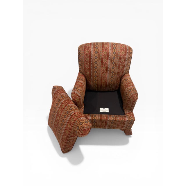 Red Late 20th Century Kindel Upholstered Lounge Chair With Carved Paw Feet – Traditional Accent Chair For Sale - Image 8 of 16