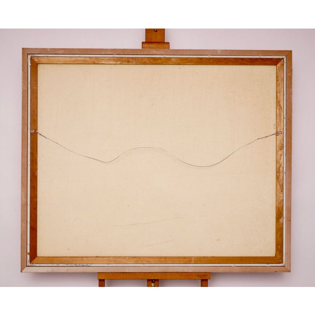 1970s Vintage Chinese Women Washing, Bamboo Oil on Canvas Framed Painting Signed For Sale - Image 4 of 9