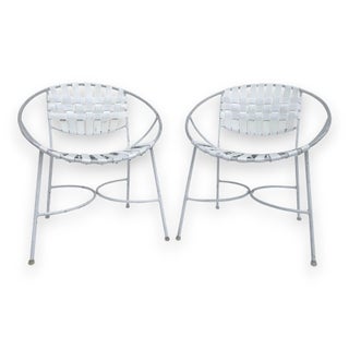 1960s Mid-Century Modern Wrought Iron Patio Radar Chairs - a Pair For Sale