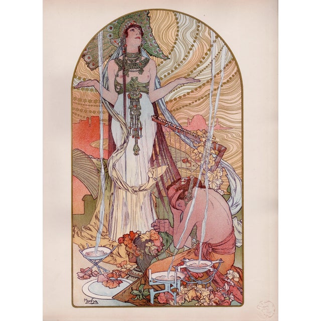 Alphonse marie mucha (1860-1939) incantation (aka salammbô) original lithograph from the glorious portfolio "l'estampe...