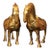 Pair of Vintage Chinese Gilt Bronze Horse Figures – Tang Style Saddled Horses For Sale