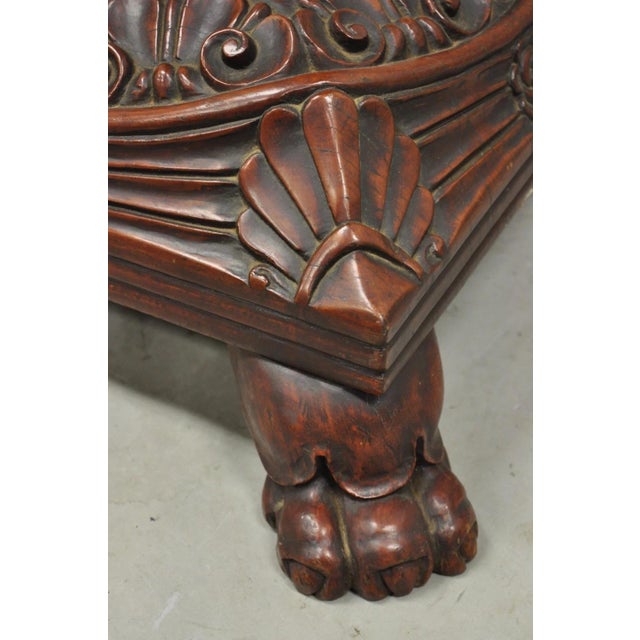 Antique American Empire Carved Mahogany Cannonball Paw Foot Pedestal Table Base For Sale - Image 9 of 18