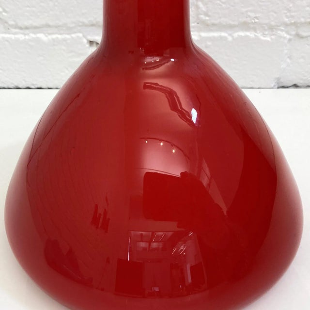 Vintage Red Cased Glass, Possibly Kastrup of Denmark Made for Ramor Label For Sale - Image 9 of 11