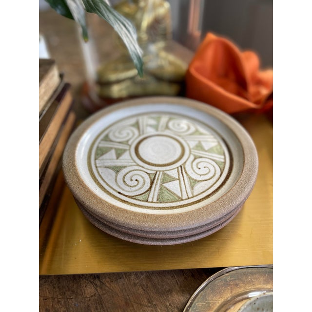 1960s Danish Style Pottery Plates - A Set of 4 For Sale - Image 9 of 11