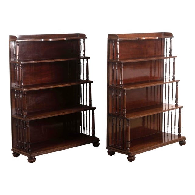 Antique Regency Mahogany Waterfall Bookcases, 1825, Set of 2 For Sale