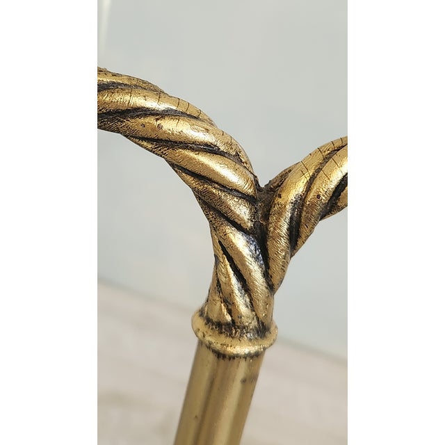 Metal 1960s Hollywood Regency Brass Double-Arm Guest Towel Stand For Sale - Image 7 of 18