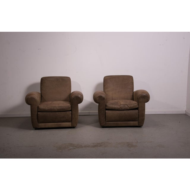 Mickey Chairs in Nabuk Camel Leather by Baxter, 1998, Set of 2 For Sale - Image 6 of 14