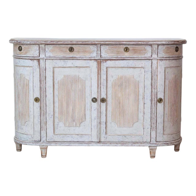 Swedish 19th Century Gustavian Style Four-Door Demi Lune Buffet, c. 1880 For Sale