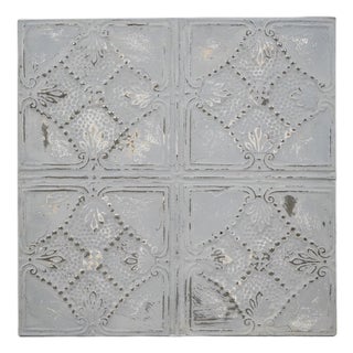 Handcrafted Gray Beaded Antique Tin Ceiling Wall Panel 23 X 23 In. For Sale