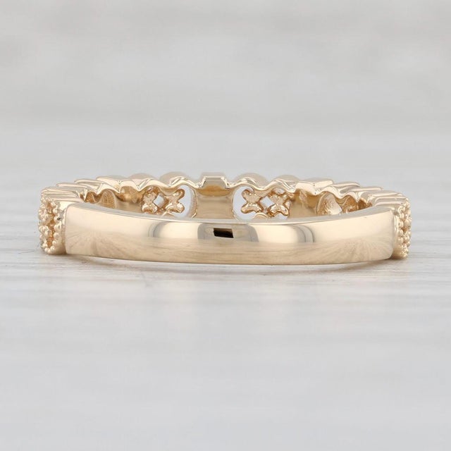 Art Deco New Diamond Stackable Ring 14k Yellow Gold Wedding Band Women's Stacking Sz 6.25 For Sale - Image 3 of 7