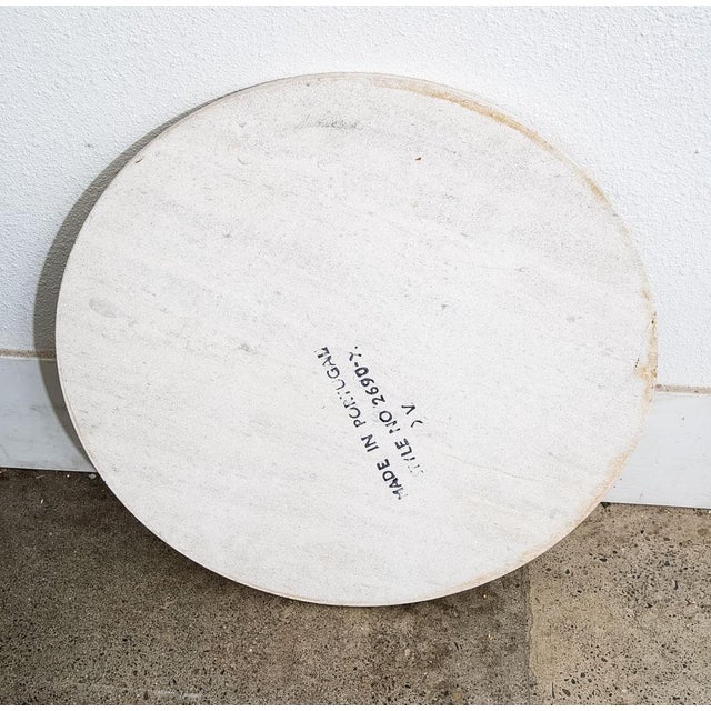 1960s Mid Century Modern Side Table End Nightstand Round Travertine Top Door Vintage For Sale - Image 9 of 12